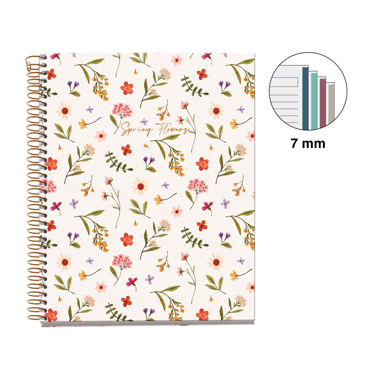 Cahier ligné à spirale A5 – Spring (crème)