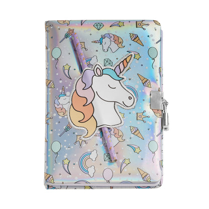 Journal intime holographique avec crayon - Licorne