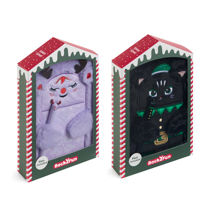 Présentoir de 6 cahiers en peluche avec stylo bille - Noël
