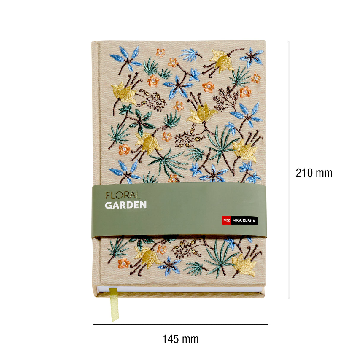 Carnet ligné A5 brodé – Floral Garden (crème)