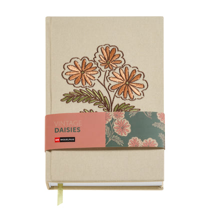 Carnet ligné A5 brodé – Vintage Daisies (fleur)