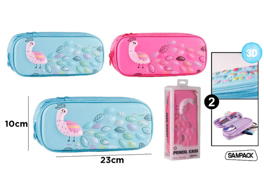 Peacock model 2-compartment pencil case (sold individually)