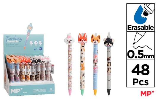 Display of 48 erasable ballpoint pens 0.5mm DOG