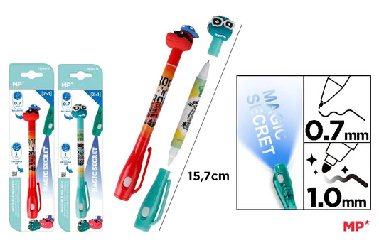 Blue/red ink pen and magical invisible ink 2 in 1 DINOSAUR