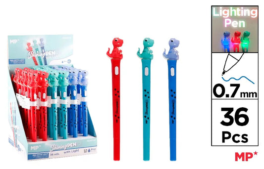 Présentoir de 36 stylos lumineux 0.7mm DINOSAURES