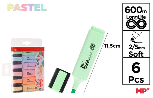 Pack of 6 PASTEL textliner highlighters