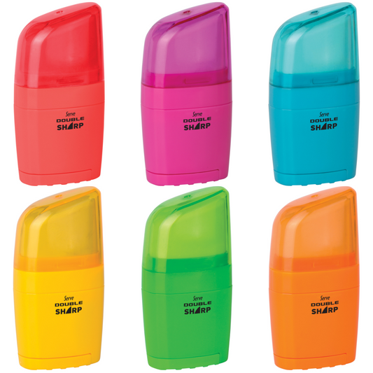 Display of 12 OR 30 SIMPLE pencil sharpeners with eraser NEON SHARP