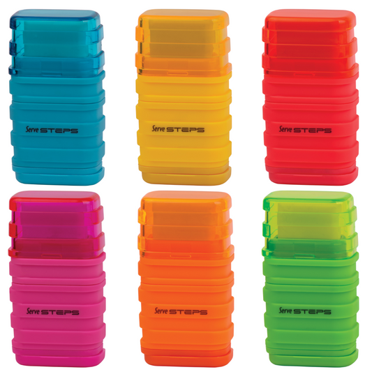 Display of 24 DOUBLE pencil sharpeners with STEPS eraser