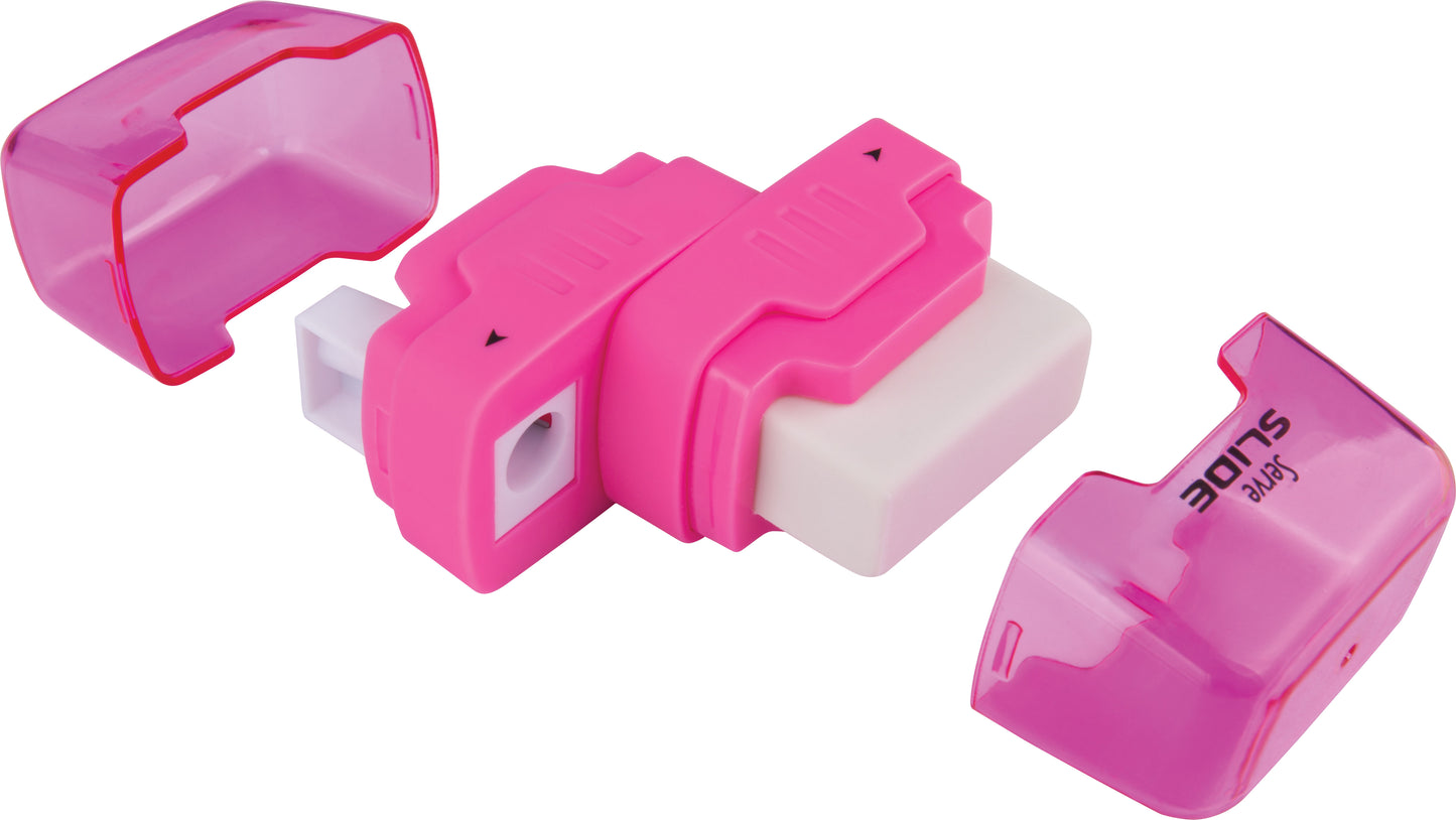 Présentoir de 20 taille-crayons SIMPLE avec efface SLIDE NÉON