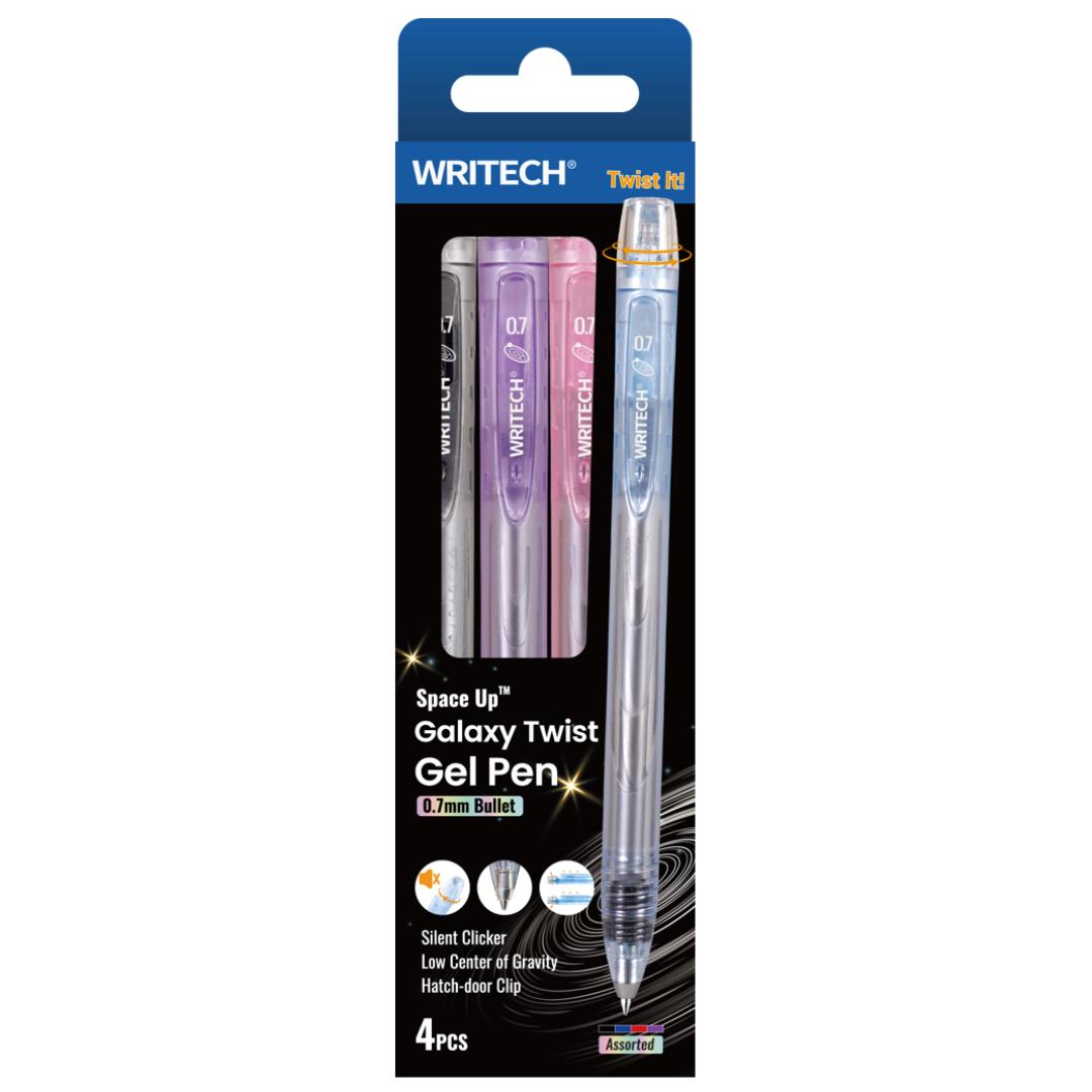 Ensemble de 4 stylos à encre gel Galaxy Twist 0.7mm