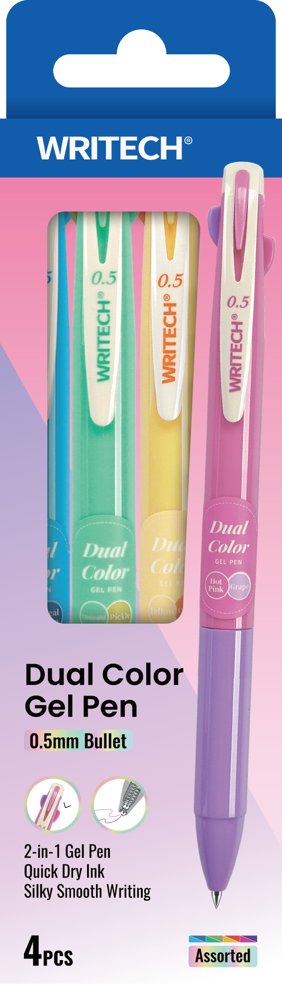 Stylo gel duo rétractable 0.5mm