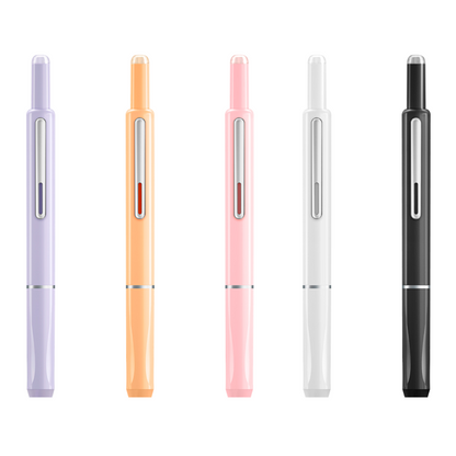Retractable Fountain Pen + 5 Ink Cartridges (Black Ink)