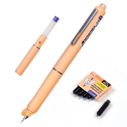 Retractable Fountain Pen + 5 Ink Cartridges (Black Ink)