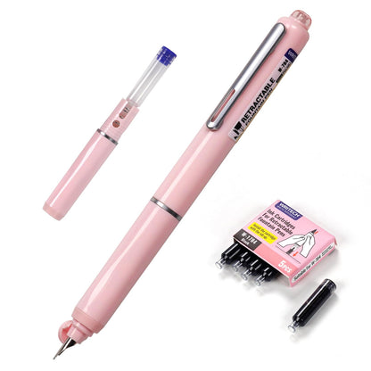 Retractable Fountain Pen + 5 Ink Cartridges (Black Ink)