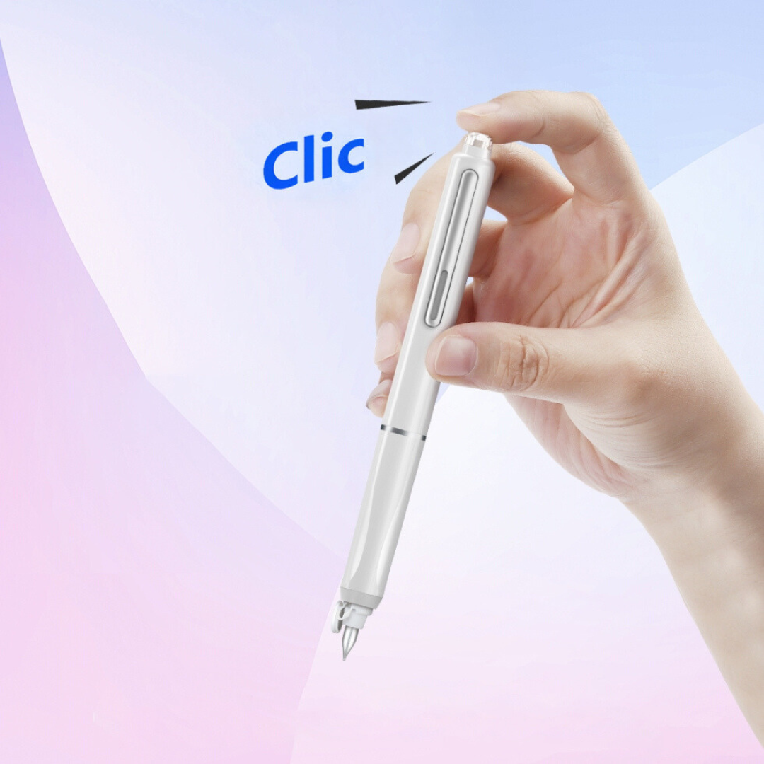 Retractable Fountain Pen + 5 Ink Cartridges (Black Ink)