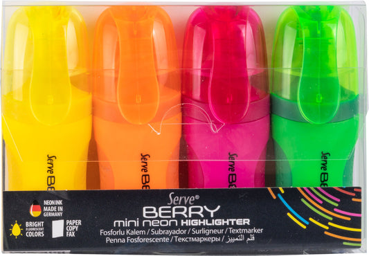 Set of 4 or 6 MINI BERRY NEON highlighters